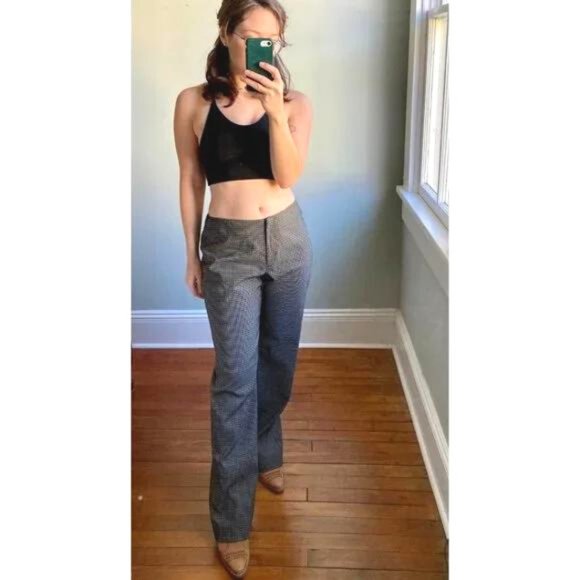 Vintage Y2K The Limited Green Tan Plaid Straight Leg Slack Stretchy Ska Pants M - Picture 4 of 7